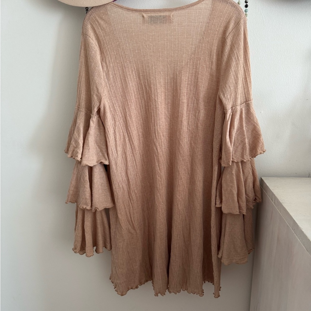 Free People fp beach Seashore Ruffle Bell Sleeve Mini Dress - Picture 4 of 6
